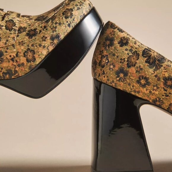 NEW CECELIA NEW YORK Pinky Heeled Loafers Black Floral for women 764mn - Picture 5 of 5